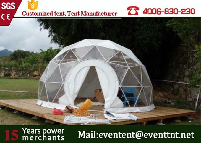 贅沢なキャンプ テントの測地線ドーム6mの直径6 -明確な壁を持つ8人