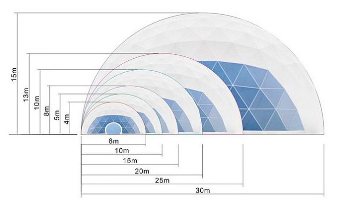 大きい金属フレーム防水ポリ塩化ビニール カバー測地線ドームのテント100Km/h