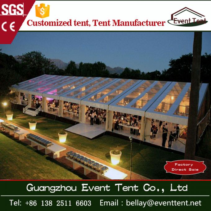 透明な屋外の結婚披露宴のテント、明確な屋根の大きいでき事の玄関ひさしのテント